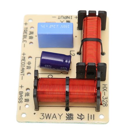 3-vägs ljuddelningsfilter 120W 3800hz Diskant Mellanregister Bas Kort 5 Till 8 Ohm Stabil Högtalarfrekvensdelare