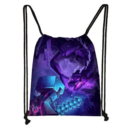 Minecraft Snørepose Barn Stor Kapasitet Organizer Bag-4
