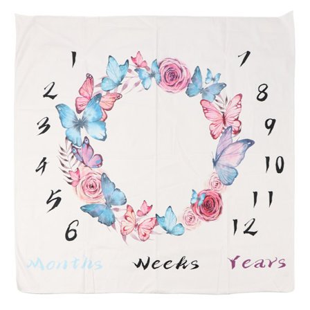 Baby Månedlig Milepæl Teppe for Gutter Jenter Garland Mønster 39.4x39.4in Foto Bakgrunn Klær Nyfødt Vekstdiagram