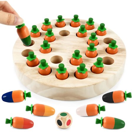 Puinen muistipeli, lasten puinen muistipeli, porkkanamuisti