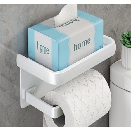 Valkoinen WC-paperiteline - Ei porausta - 1 kpl - Kaksipuolinen käyttö