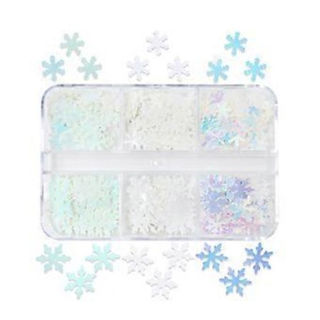 Juleglimmer Negle Snefnug Pailletter Neglekunst Mærkater Manicure Charms Dekor