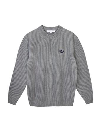 Mulot Patch Coeur Strikkegenser M. Rund Krage Grå Maison Labiche Paris*Betinget Tilbud
