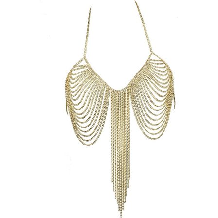 Sommer Strand BH Topp Kjede og Bikini Tilbehør Kroppskjeder for Kvinner Gyldent Halskjede Fest Smykker
