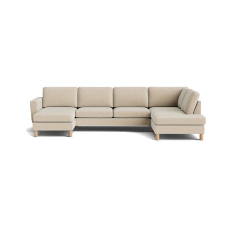 Haven U-Form Sofa, links, Ontario Beige, modernes Design, bequeme Polsterung, hochwertige Wohnlandschaft für das Wohnzimmer, 86cm Höhe