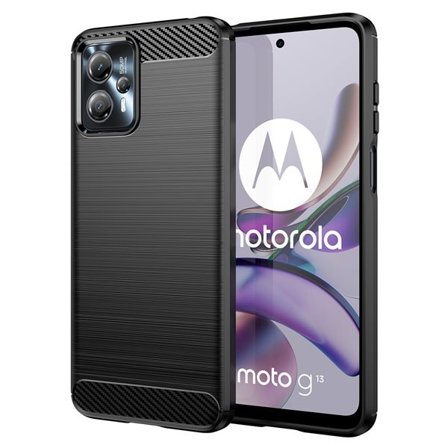 Carbon Case til Motorola Moto G13 fleksibelt silikone carbon cover sort