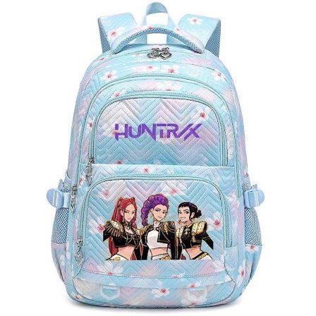 Kpop Demon Hunters Trykt Ryggsekk Studenter Skoleveske Anime Tegneserie Skulderveske for Barn Tenåringer Fans Blå Stil 01