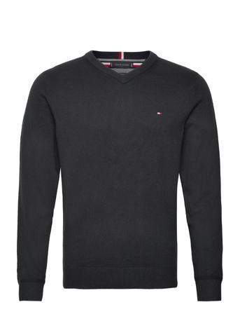 Pima Org Ctn Cashmere V Neck Strikkegenser V-krage Svart Tommy Hilfiger*Betinget Tilbud