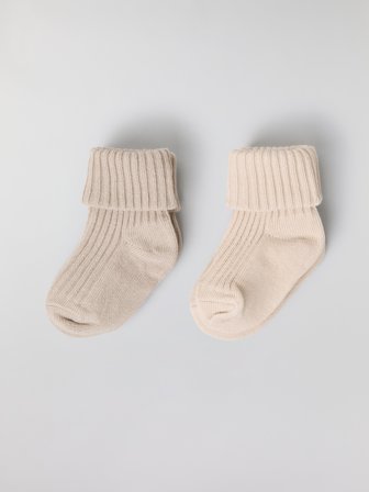 Polarn O. Pyret - 2-pack of baby socks - 19|21 - Childrenswear - beige