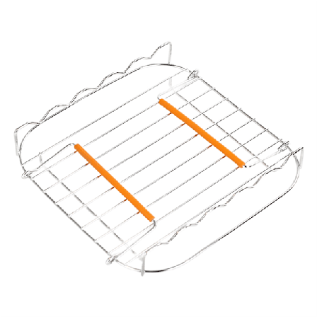 Airfryer grillrist i rustfrit stål, 8 tommer, alsidig firkantet stegegrill med spyd, bageplade, airfryerholder