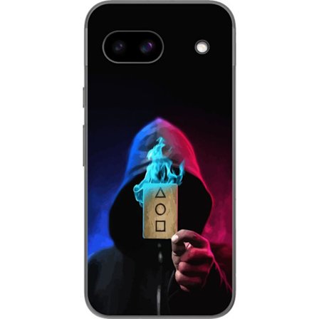 Kompatibelt Mobilskal till Google Google Pixel 8a Squid Game Netflix affisch koreansk överlevnadsdrama serie mask huva kort retro fanart design utskr