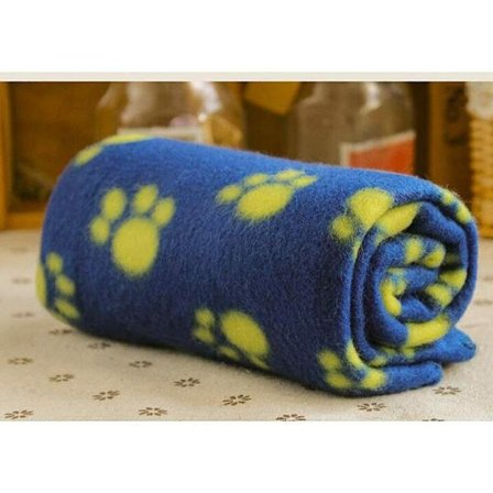 Koiranpentu tai kissan tassukuvioinen matto, nukkumisalusta, ruudullinen peitto - sininen/tummansininen