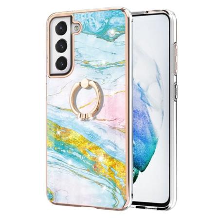 Marmormotiv Samsung Galaxy S21 FE skal - Grön Och Gul Marmor Dis multifärg