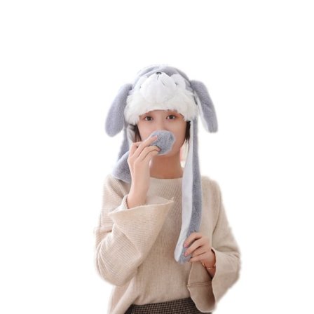 Husky hætte med bevægelige ører, plys hætte