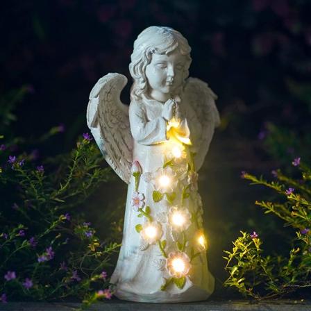 Engel utendørs hagedekor statuer – Solcelledrevne hagefigurer gaver til mamma bestemor kvinner