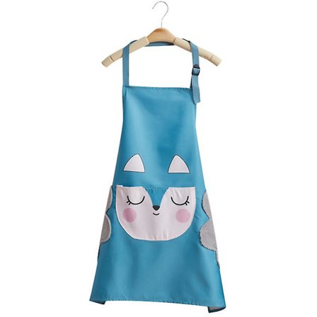 Justerbar förkläde med ficka Vattentät köksförkläde, Bekvämt förkläde att bära för män, kvinnor, kock, grill, kafé, restaurang, servitris (Blå)