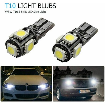 FlkwoH T10 194 168 W5W 5SMD LED-lampa, sidoljus för bil, vit 12V 2 st