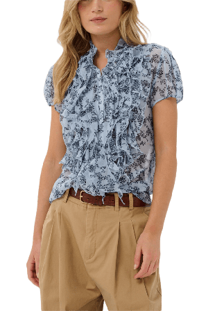 Saint Tropez LiljaSZ Crinkle Shirt Blusar Dam Blå XS