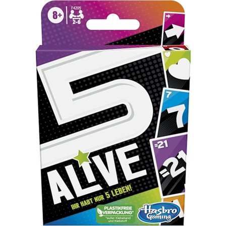 Hasbro Gaming Five Alive Kortspil, et hurtigt spil for børn og familier, nemt at lære, familiespil til 8+ år. 5 Alive Kortspil til 2 – 6 spillere
