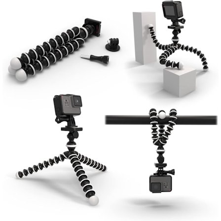 Octopus fleksibel stativkamera + monteringsbeslag til actionkamera, selfie-stativ til livestreaming