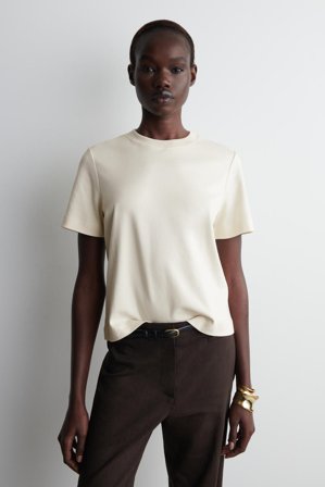 COS Women's Clean Cut Regular T-Shirt in Beige