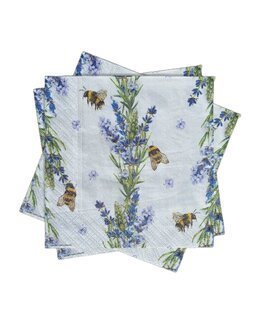 Servietter Blomster og humler Hvit