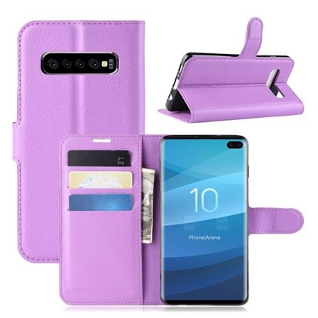 Samsung Galaxy S10 Plus litchi läderfodral - Lila