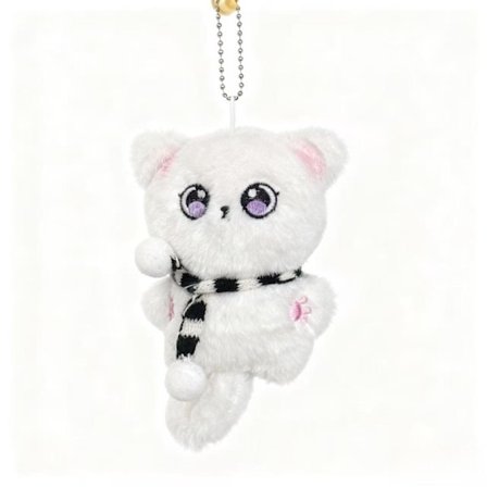 Søte katte-nøkkelringer, veskeanheng, Brun Kattunge (Svart og Hvitt Skjerf)