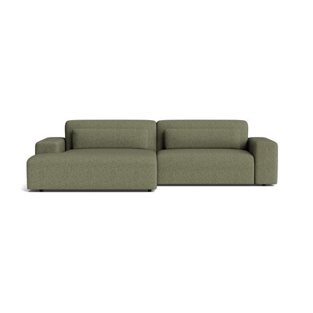 Messina XL chaiselong sofa, venstrevendt - Mito Grøn - 302x171x80cm - Slidstærk og komfortabel sofa med chaiselong i grønt stof, PU skum og nozag 