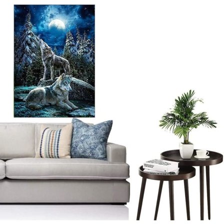 Tee-se-itse 5d timanttimaalaus, 5d timanttimaalaus täysikokoinen susi kuutamossa maalaus numeroilla Aikuisten kirjonta strassi ristipisto taide Cra