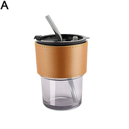 Lock och sugrör Transparent Bambu Cup Mjölk Kaffe Mugg Tea Cup Str