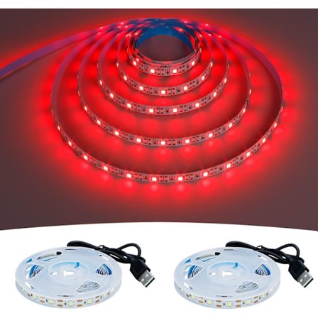 5V USB LED Strip Lys Rød 6000K USB Drevet 4M (2 stk) Fleksibel SMD2835 Høj Lysstyrke Ikke-Vandtæt IP20 LED Tape Lys