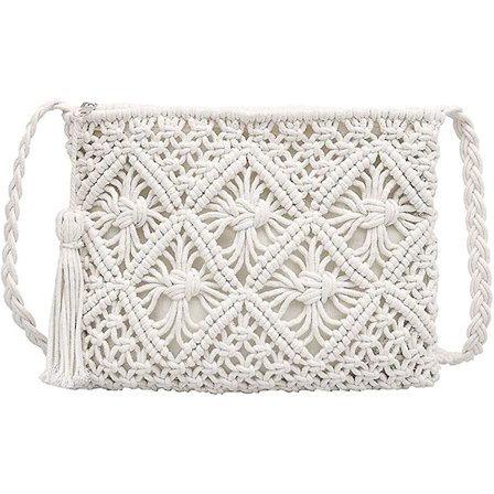 GHYT Kvinner Liten Bomull Heklet Cross-body Bag Bohemian Skulder Bag Veske