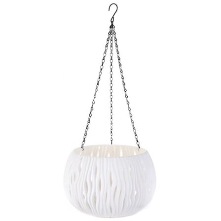 Hengende kurver Blomsterpotte Makrame Planteholder Plante Henger Innendørs Vegg Hengende Planter Planteholder Kurv - Hvit