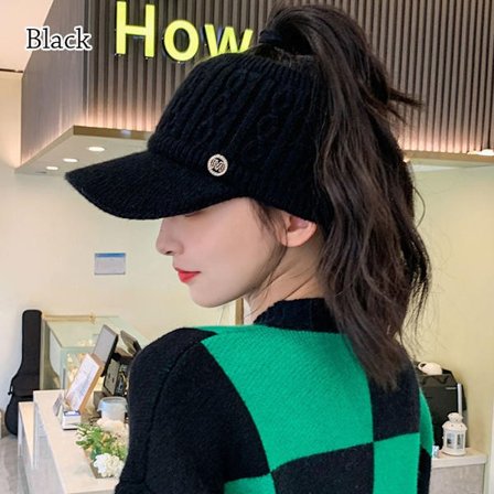 Strikket hue baseballkasket SORT