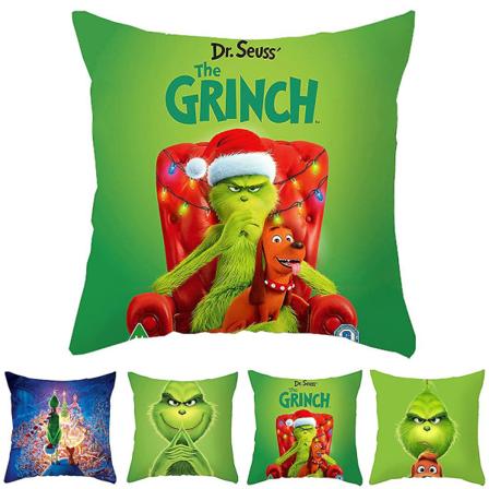 Christmas The Grinch Theme Pudebetræk Throw Green Monster Pudebetræk Sofa Decoration Decors A B C D 4Pcs