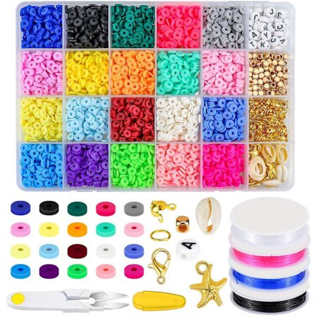 Platta svarta lerpärlor 4000 st 20 färger 6 mm runda lermellanpärlor