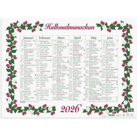 Burde Väggkalender Stora Hallonalmanackan 2026 - Lyreco - Almanackor och kalendrar - Väggkalendrar - Väggblad