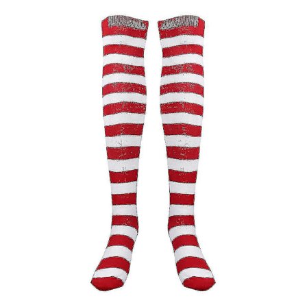 Strumpor Dam Randiga Julstrumpor Knästrumpor Röda Vita Strumpor Randiga Strumpor Över Knä Lårhöga Strumpor-HP
