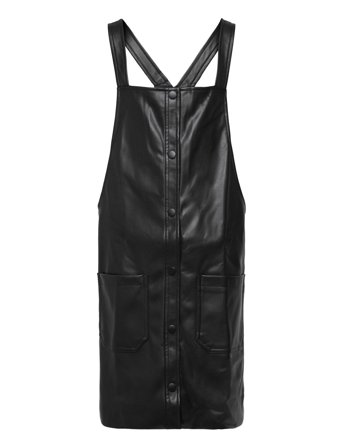 Leather-Effect Pinafore Dress Black Mango