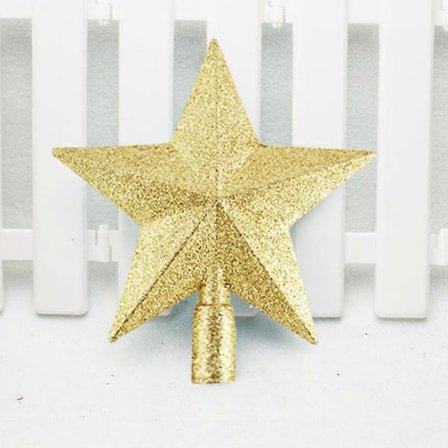 Juletre Topp Dekor Anheng Juletre Topp Stjerne Juletre Topp Gullpulver Femtagget Stjerne Julepynt