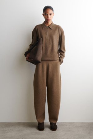 COS Women's Polo Con Cerniera In Lana Merino E Yak in Marrone