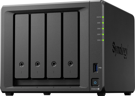 Synology DS925+ Desktop, 4-bay , QUAD CO - 4-facks NAS med 2,5GbE och plats för upp till 180 TB