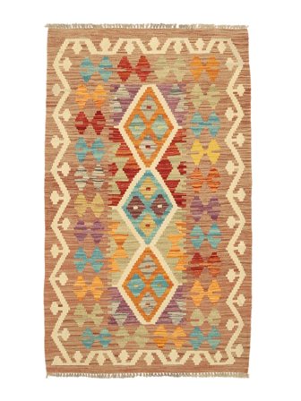 Handvävd Kelim Afghan Old Style Matta 85X136 Brun/Orange
