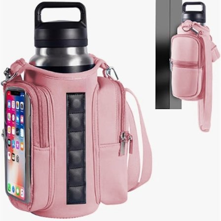 Magnetisk sportstaske med justerbar skulderrem - Inkluderer vandflaskeholder og lomme - til sport, træning, rejser og arbejde (Pink)
