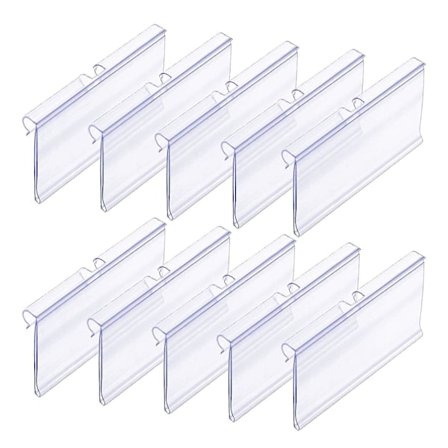 50 st Klar Plast Etiketthållare för Hyllor i Butiker, 8cm x 4cm Korg Etiketter Clip-on Etiketter för Förvaringslådor