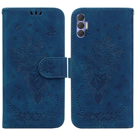 Kompatibel med Tecno Spark 8P Sommerfugl Rose Præget Læder Telefon Cover