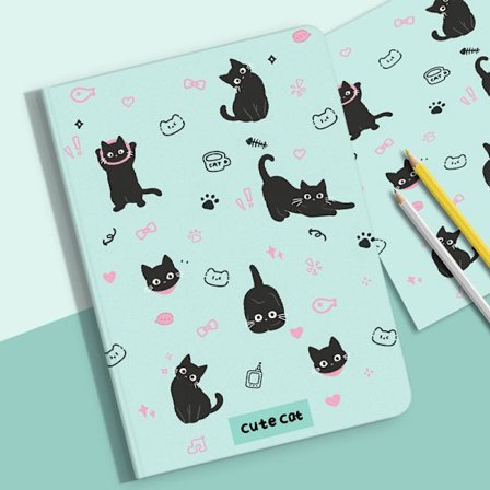 Etui for iPad Pro 10.5" Bok Grønn Bakgrunn Svart Katt L Søt Tegneserie Ninth Soft