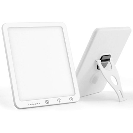 Lysterapi Lampe 10cm/10000 lux, LED Lysstyrke og Farvetemperatur Justerbar, med Timer, Touch Kontrol, Hukommelsesfunktion og Simuleret Dagslys