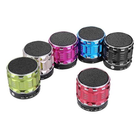 Metallisk Mini Bärbar Trådlös Bluetooth-högtalare Mic TF